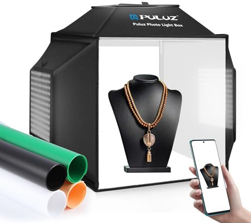 PULUZ Caja de luz para estudio fotográfico de 40 cm, caja de luz, 5500 K, kit de iluminación para fotografía con 4 colores de fondos