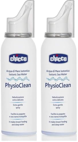 Chicco acqua di mare isotonica spray, Deterge e libera il nasino favorendo l’eliminazione del muco in eccesso, Indicata per l’igiene quotidiana del naso, 100ml (Confezione da 2)
