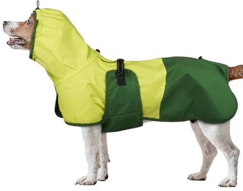 Impermeabile per Cani Taglia Media, Giacca Antipioggia Capottino Poncho Coperta Impermeabile Cani Mantellina Antivento Pioggia Impermeabile Riflettente con Cappuccio(Verde, M)