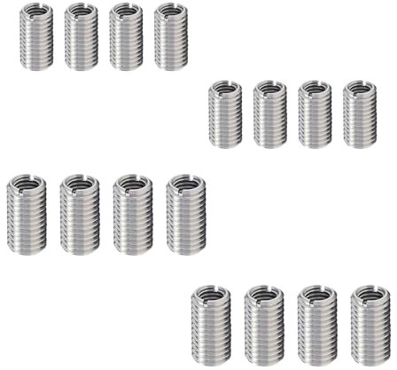 YFaith 16 Pièces Insert Fileté Bois, M8 x M10 et M6 x M8 Insert Fileté Autotaraudeur en Acier Inoxydable, Argent 15mm Filetage Rapporté, pour Moules, Équipements Mécaniques