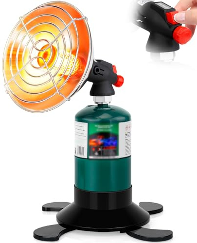 Portable Propane Heater for Camping, Outdoor Space Tent Heater, Cordless Patio Heaters with Self Igniter, Control Valve, Foldable Gas Tank Holder, Ideal Garage Hiking Ice Fishing Hunting Buddy