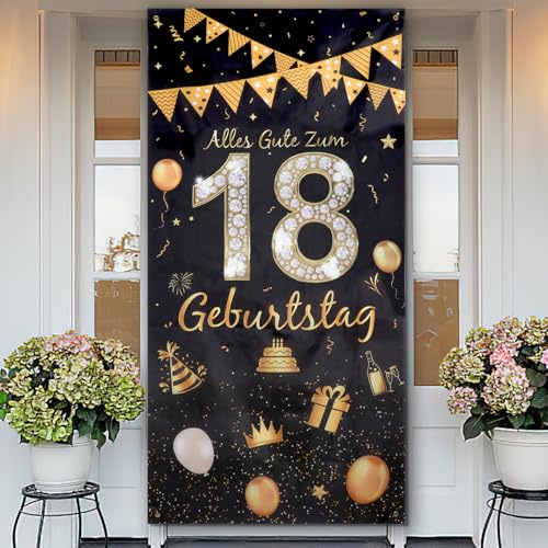 Geburtstagsbanner 18 Jahre, 18. Geburtstag Hintergrund 185 × 90 cm