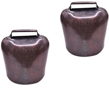 OHPHCALL 2 Pezzi Campanelli per Animali da Fattoria in Bronzo Rosso Campane Spesse Piccole per Pecore Mucche e Cavalli Accessori per Appendere e Antismarrimento