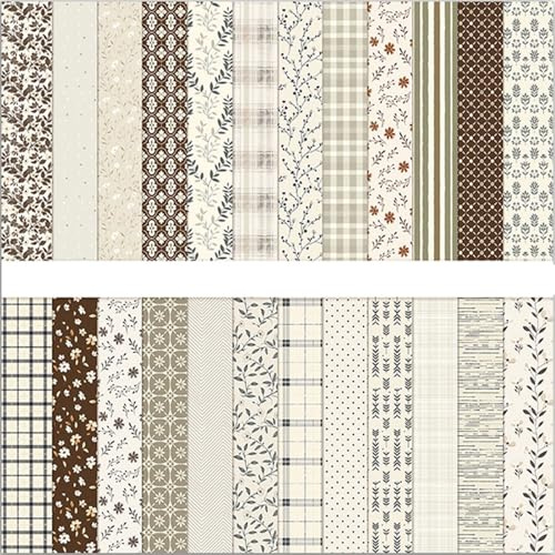 MerwDeeyt Scrapbook Papier Blumen Muster Doppelseitiges Bastelpapier, 30,5x30,5 cm/12x12 in Frühling Motivpapier 24 Blatt Buntes Dekorpapier für Journal Scrapbooking Fotoalbum Dekoration (Beige)