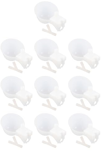 PartyKindom Dispensador Automático de Agua para Jaulas de Pájaros 9.5mm, Comedero Colgante Blanco, 10 Piezas para Codornices, Patitos y Pollitos, Alimentador Plástico Seguro y Duradero