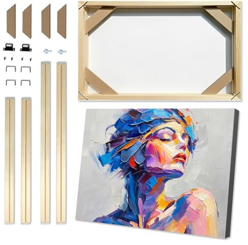 Marco de Lienzo de Madera 35x55cm (14x22in), Adecuado para Lienzo 40x60cm, Kit de Barras de Bastidor DIY para Pintura al Óleo, Pintura de Diamantes, Impresión de Póster, Múltiples Tamaños con Kit de