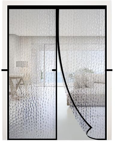 Magnetic Thermal Insulated Door Curtain 36x80 Magnet Patio Door Cover Auto Closer Fits Doors Up to 34x79 to Keep Warm in Winter Cool in Summer for Air Conditioner Heater Room Home Kitchen