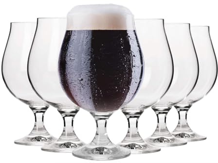 Krosno Elite Stout Beer Glasses | Set of 6 | 16.9 oz | Snifter Glasses for Dark Beer, Craft Stout & Porter, Lead-Free Crystal | Dishwasher Safe, Made in Europe