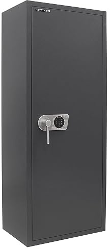 Rottner Winchester 10 EL Waffenschrank EN0 Elektronikschloss Notbestromung von außen 4 herausnehmbare Fächer Schaumstoffhalterung Putzstockhalterung bedingter Feuerschutz Befestigungsmaterial