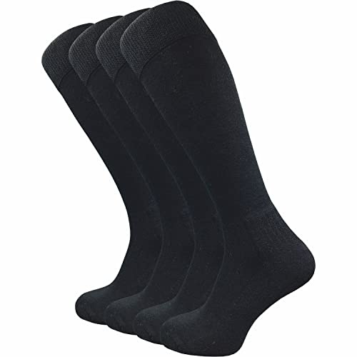 GAWILO 4 pares de calcetines de equitación largos para hombre y mujer, suela de felpa, sin costuras apretadas, Negro, 43-46