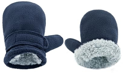 SEYUFN Winterhandschuhe für Babys, Futter aus Molton, für Kleinkinder, Jungen, warm, weich, für Babys, Mädchen, Handschuhe, verstellbar im Freien (Marineblau, L)