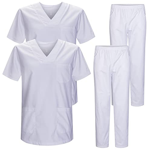Misemiya - Pack * 2 Pcs - Ensemble Uniformes Unisexe Blouse - Uniforme Médical avec Haut et Pantalon - Ref.2-8178 - X-Large, Blanc 22