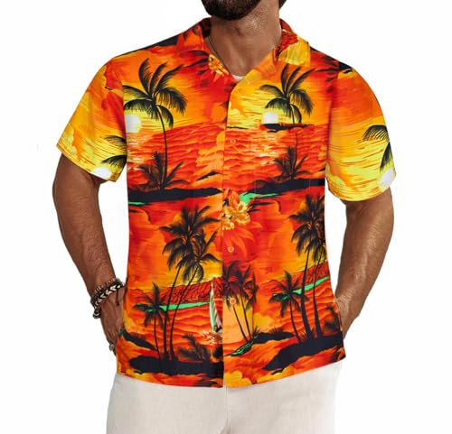 REDSTAR Chemise Hawaienne Homme - Chemise Homme Manches Courtes à imprimé de Fleurs Tropicales - Chemises hawaïennes pour Hommes pour Enterrement de Vie de garçon ou fête de la Plage.