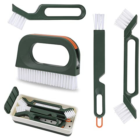 Fugenbürste Fliesenbürste, 5-in-1 Fugen-Fliesen Bürsten mit Nylonborsten, Nut Reinigungsbürsten Fenster, Tiefenreinigung für Bad und Küche, Dusche, Fensterschiene, Nähte, Bodenlinien, Badezimmer