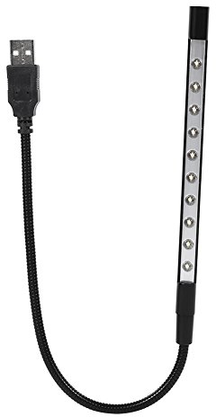 Teclado USB Y Luz De Lectura, 10 Miniluces LED, Cuello De Cisne, Lámparas Portátiles Flexibles, Alimentado Por USB, Portátil Para Escritorios, Libros, Mesitas De Noche, Teclados, Encimeras(Negro)