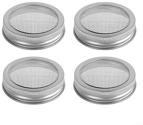 Brotes fáciles con cubierta de malla para germinador, 4 tapas de acero inoxidable de 70 mm para brotes de tarro