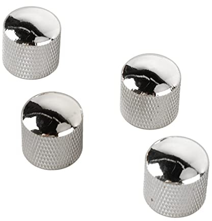 Bouton de Dôme Conception Cylindrique Métal 4 Pièces Bouton de Guitare Robuste pour Guitare électrique (GD101 Chromé)