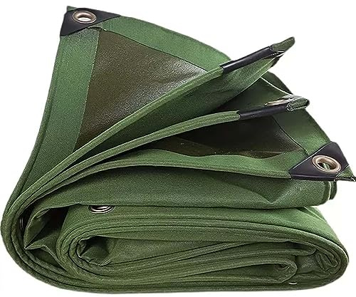 Amunpitic Tarpaulin Heavy Duty 7x10ft, 600 g/m² Waterproof Canvas Tarp Large Ground Camping with Eyelets for Outdoor Furniture Caravan Car Cover Truck Tarp Thick, Windproof, Rainproof