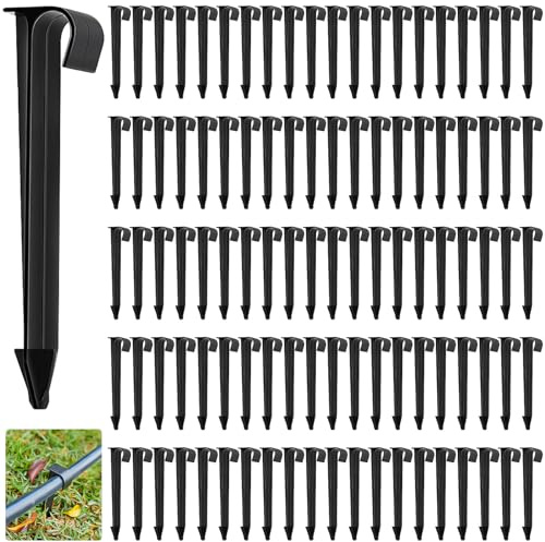 TTYSHIP® 100 Pezzi Picchetti per Tubo Irrigazione a Goccia, Picchetti Plastica Fissaggio Tubo Irrigazione 16 mm per Tubo Antigoccia, Tubo da Giardino