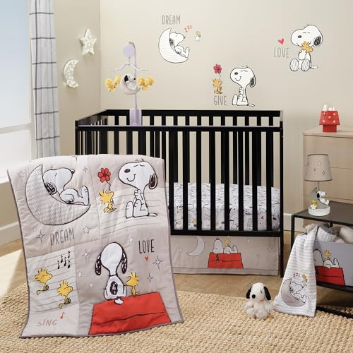 Bedtime Originals Snoopy Love - Set di biancheria da letto per culla per neonati, 3 pezzi