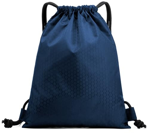 Rucksack mit Kordelzug, Turnbeutel für Damen und Herren, Sportbeutel mit Kordelzug, wasserdicht, Verstellbar Gym Bag für Sport, Reisen, Schwimmen, Schule, Strand (Marineblau)
