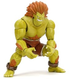Jada Street Fighter II Blanka Deluxe Action Figure - 1:12 Scale, Highly Articulated, Interchangeable Hands & Head, Electric Thunder Accessory - 7 Tall, Video Game Collectible
