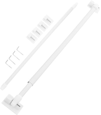 KOMBIUDA 2 Piezas Barra de Cortina Extensible Adhesiva Varilla Ajustable de Plástico para Visillos sin Taladrar Fácil Instalación para Ventanas Pequeñas