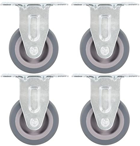 Boltkex Bockhjul 4 st. 50 mm TPR-gummi med zinkbeläggning 35 kg lastkapacitet per rulle för verkstad, lager, industri, transportvagn och materialtransport