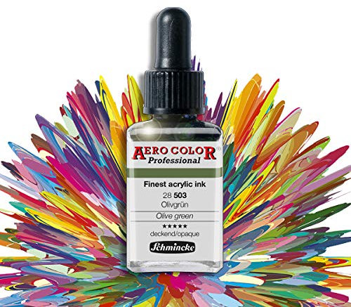 AIRBRUSH FARBEN, FARBE SET f. AIRBRUSH KOMPRESSOR, AIRBRUSH PISTOLE, AERO COLOR Professional - Ideal für Nail Art - GEIGNET auch für MODELLBAU usw. (Olivgrün - 28 503)