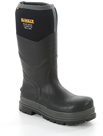 DEWALT Hobart Men's Steel Safety Toe, Steel Midsole, Waterproof, Heat Resistant, Neoprene Wellington Work Boot