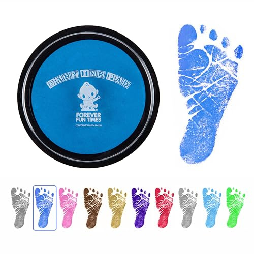 Baby hand och fotavtryck kit från Forever Fun Times | Få hundratals detaljerade tryck med en baby säker bläckdyna | Lätt att rengöra och fungerar med valfritt papper eller kort | Rengör och säkert