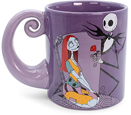 Silver Buffalo The Nightmare Before Christmas Jack & Sally Spiral Handle Ceramic Mug