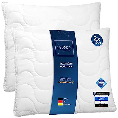LILENO HOME Kopfkissen 80x80 [2er Set] - Kissen 80x80 für einen erholsamen Schlaf - Bettkissen 80x80 Kochfest bis 95°C u. antibakterieller Ausrüstung - Allergiker Kissen als Pillow 80x80