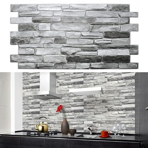 Deccart - 3D Wandpaneele Deckenplatten Deckenverkleidung Paneele PVC Wandverkleidung Wall Deko Panel Wand Panels Wandplatten Küche, Schlafzimmer, Wohnzimmer, Küchenrückwand | GREY STONE | 10 Stück