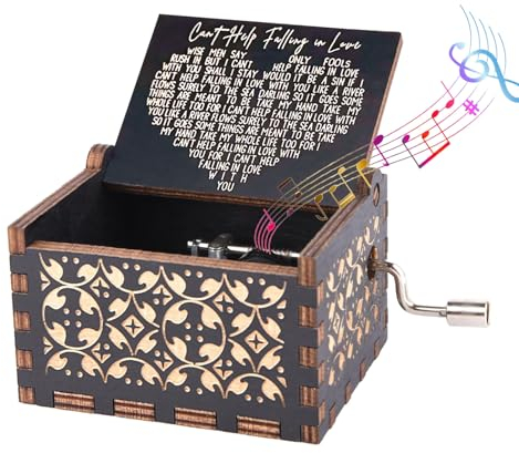 KYWLCO Can't Help Falling in Love Music Box, Wood Engraved Hand Crank Musical Boxes, Gifts for Lover Wife Husband Girlfriend Boyfriend Valentine Wedding Anniversary Birthday Christmas