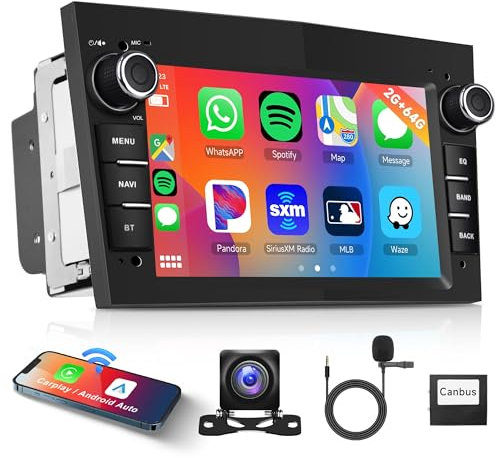 2G 64G Android Car Stereo for Vauxhall Astra Corsa Vauxhall Meriva Zafira Vivaro with Carplay Android Auto, Rimoody 7 Inch Touch Screen Car Radio GPS HiFi WiFi FM RDS Radio Bluetooth Reverse Camera