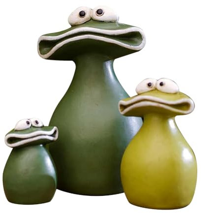 Greethga 3 Pieces Garden Decoration Waterproof Resin Large Frog Mouth As Shown Family Of Three Wide Mouth Garden Statue
