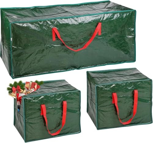 ARSUK Borsa portaoggetti per albero di Natale con 2 sacchetti per decorazioni natalizie, per palline, orpelli, luci a corda, adatta per alberi artificiali fino a 2,1 m, resistente e extra large