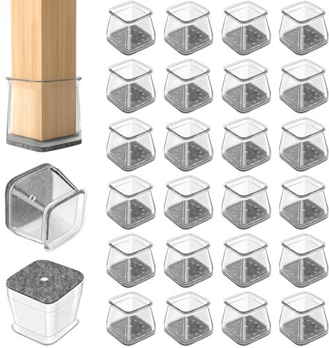 24 Pcs Chair Leg Floor Protectors Furniture Pads Floor Protectors Furniture Sliders for Protecting Hardwood/Tile/Laminate Floors from Scratches and Noise Square Large (Fit:26-40mm)