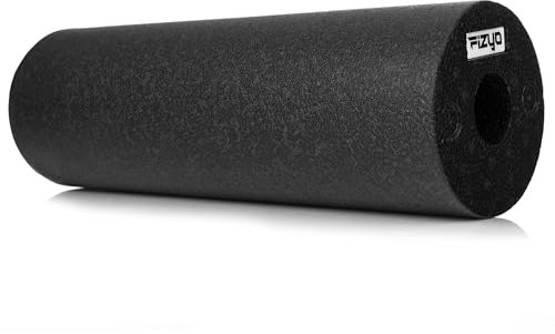 Fizyo Rullo Fitnessu, yoga, riabilitazione, pilates, per auto-massaggio alla schiena della colonna vertebrale, muscoli della fascia, braccia delle gambe, fascia, schiuma EPP a media durezza (nero, 45
