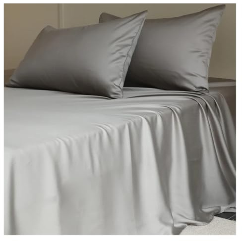 NTDRULFK 1PC Mulberry Silk Flat Sheet Bed Sheets Top Sheet Single Double Couple Bed Linen Soft Bedspreads(Grey,120x230cm 1PC)
