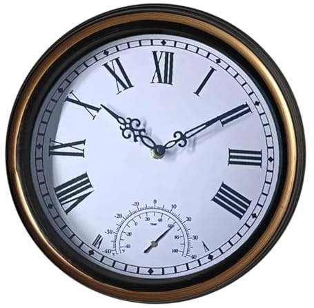 DEKKRYNFV Horloge murale d'extérieur de 30,5 cm pour décorations de jardin et cour