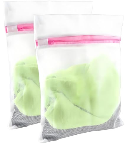 Lot de 2 sacs à linge en maille avec fermeture éclair, réutilisables, durables pour chemisiers délicats, sous-vêtements, t-shirts, vêtements de bébé, chaussettes, cravate, écharpe, gants (30 x 40 cm)