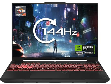 ASUS TUF Gaming A16 FA607NUQ Gaming Laptop | 15.6 Full HD 144Hz Screen | AMD Ryzen 7 170 | NVIDIA GeForce RTX 4050 | 16GB RAM | 512GB SSD | UK layout single-backlit keyboard | Windows 11