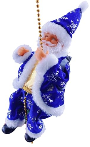Babbo Natale che si arrampica sulla corda - Decorazione musicale illuminata, ornamento natalizio da appendere, figura natalizia festosa | Interno Esterno Porta d'ingresso Cortile Tetto Aula Albero Fin