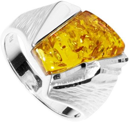 InCollections Damen-Ring 925/000 Sterlingsilber mit Bernstein Größe 58 (18.5) OS08020