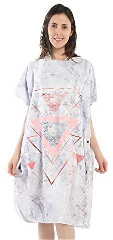 Xlabor Poncho de bain serviette de plage en microfibre à séchage rapide peignoir poncho avec capuche serviette de bain serviette de bain natation surf plage plongée station de bain motif D