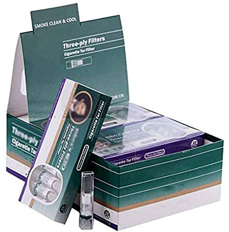 LUCKFY Cigarette Filters - Cigarette Holder - Triple Health Anti Tar Filter Tips Slim for Slim Cigarettes and Roll Ups Disposable,12 Packs x 10-filters,Male