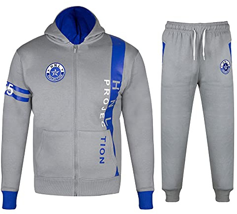 A2Z 4 Kids Boys Girls Tracksuit HNL Projection Zipped Hooded - T.S HNL 02 Steel Grey & Royal 13