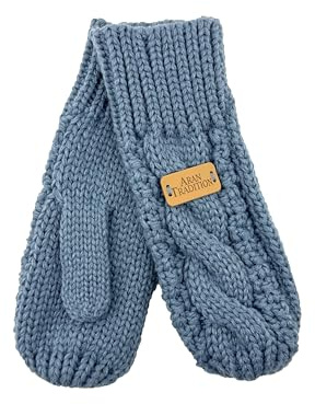 Aran Traditions Gants d'hiver tricotés en diamant, ardoise, taille unique FBA-MIT-93